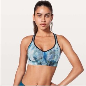 Lululemon Speed Up Sports Bra Sun Dazed Size 2‎ Blue black green Built In pads